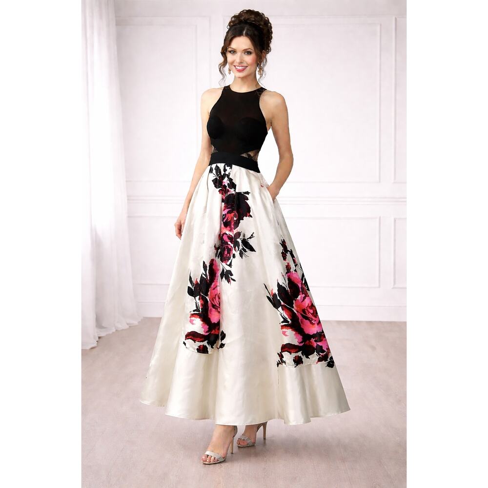 NWT Xscape Colorblock Illusion Floral Accent Gown Gown - Size 2P